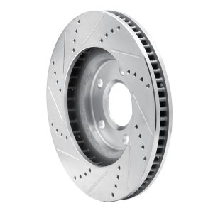 Buick Riviera Brake Rotor (1) - Front Right - R1 Concepts - Drilled & Slotted - Silver - `97-`05